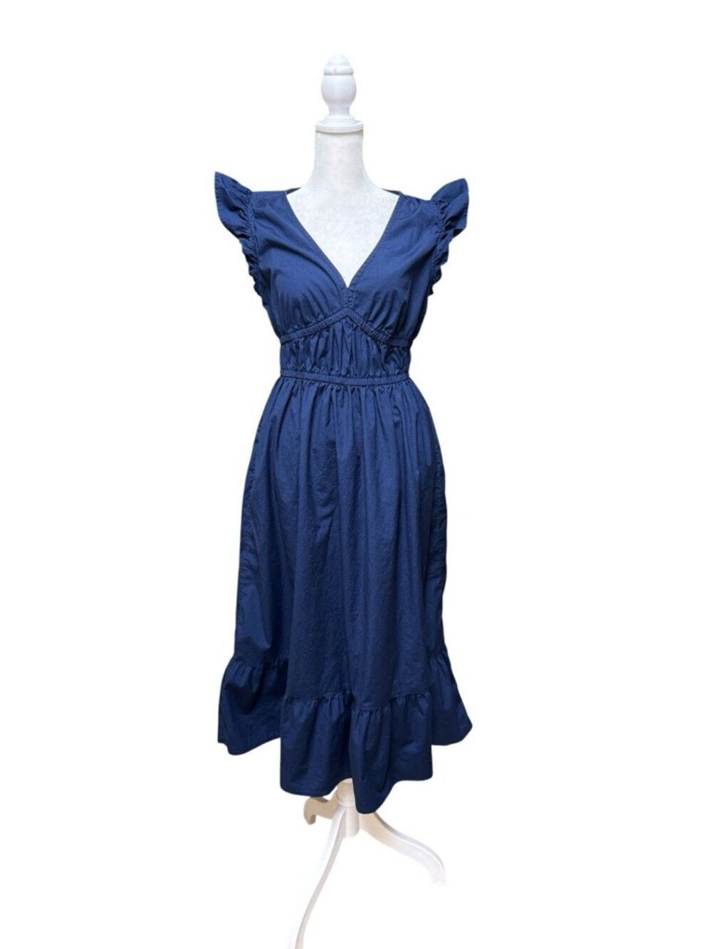 Vineyard Vines Martha’s Vineyard Navy Ruffle Maxi Dress Small Cotton